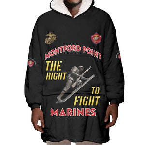 African American Heroes Wearable Blanket Hoodie Montford Point Marines - Black - African Pride
