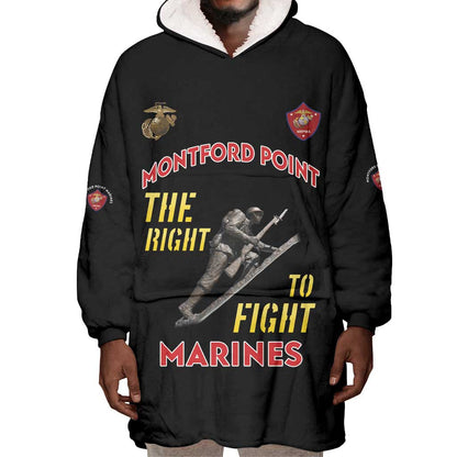 African American Heroes Wearable Blanket Hoodie Montford Point Marines - Black - African Pride