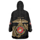 African American Heroes Wearable Blanket Hoodie Montford Point Marines - Black - African Pride