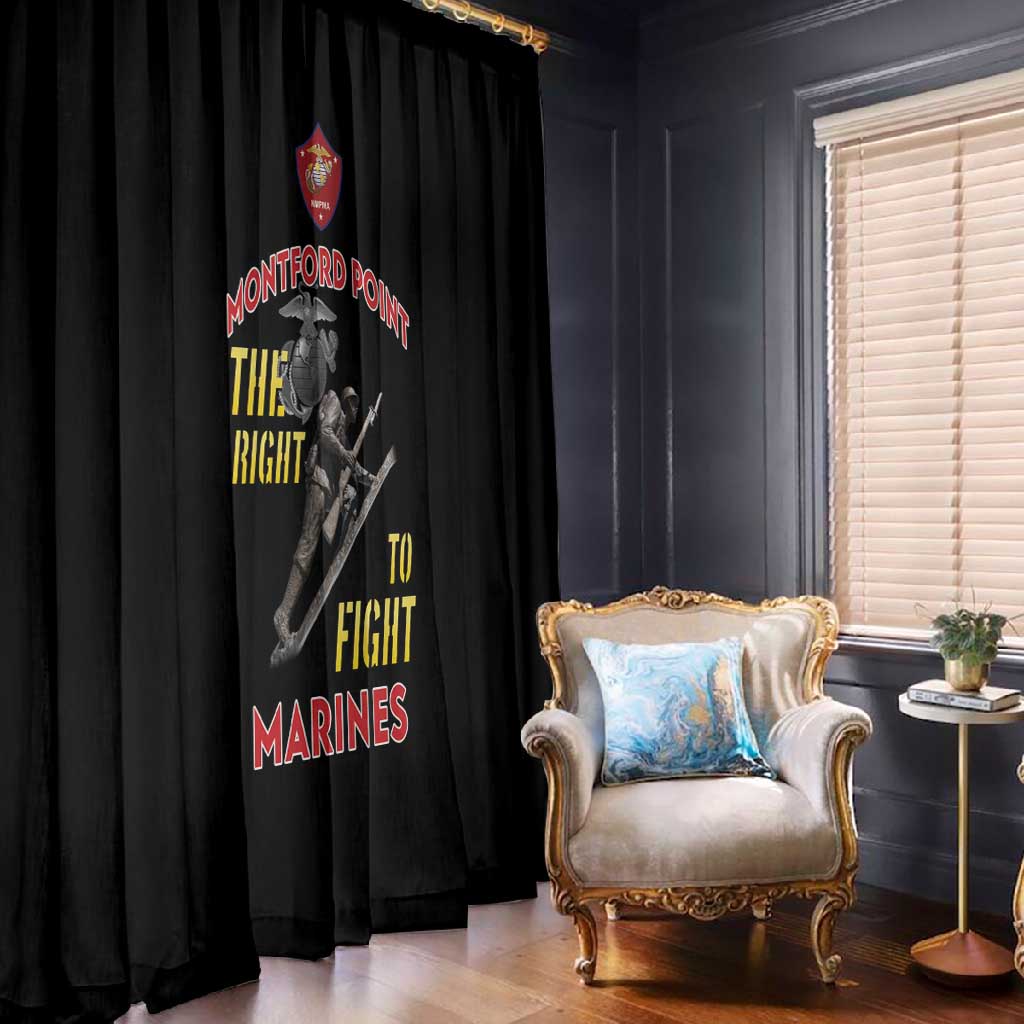 African American Heroes Window Curtain Montford Point Marines - Black - African Pride