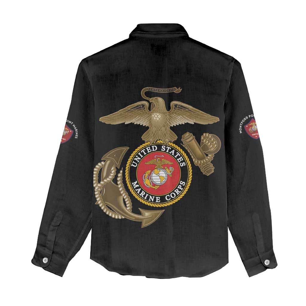 African American Heroes Women Casual Shirt Montford Point Marines - Black - African Pride