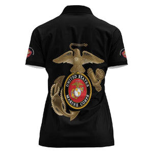 African American Heroes Women Polo Shirt Montford Point Marines - Black - African Pride