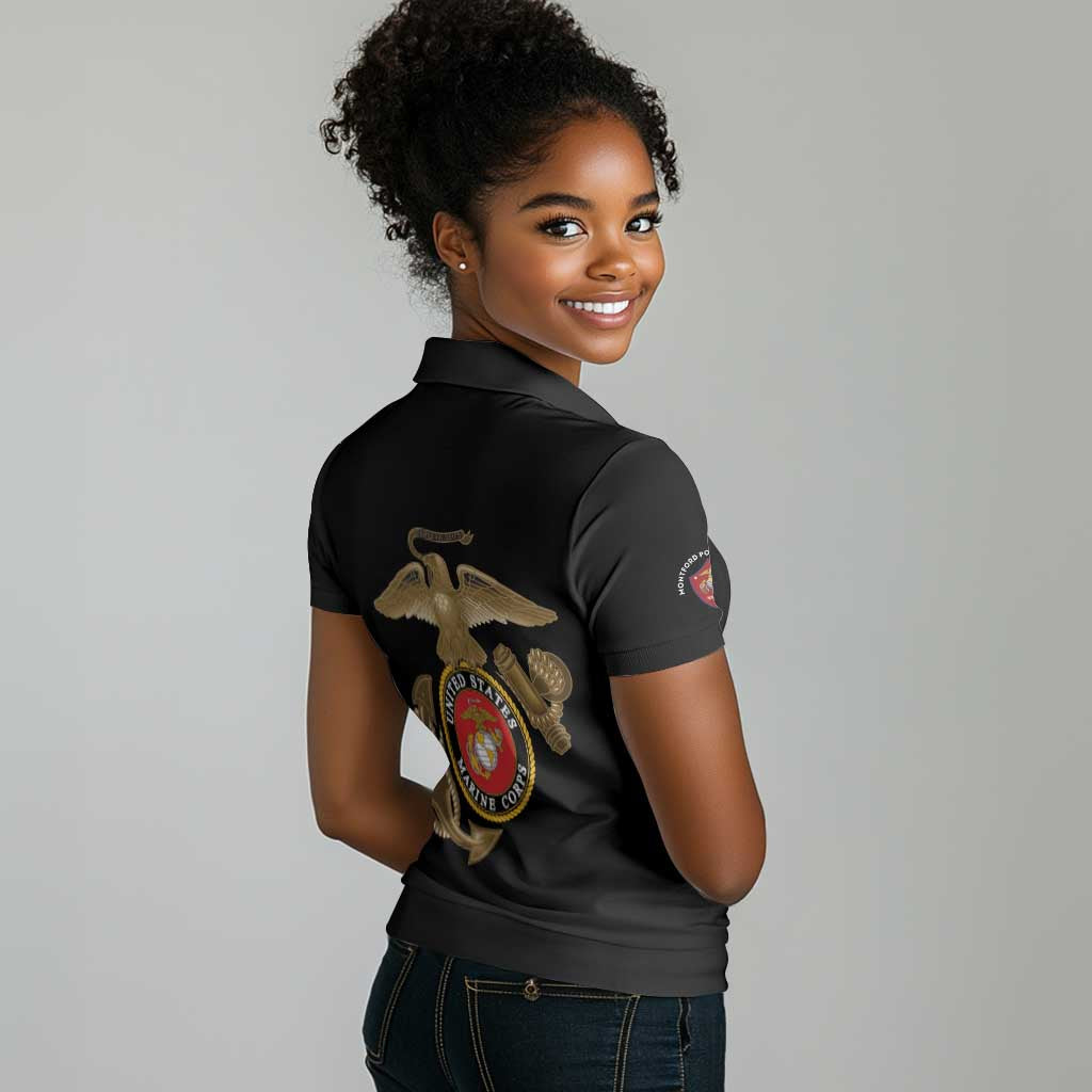African American Heroes Women Polo Shirt Montford Point Marines - Black - African Pride