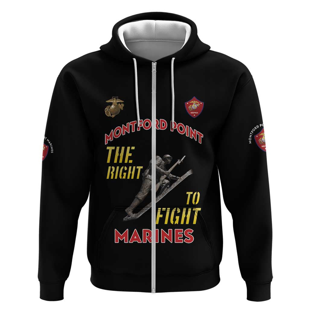 African American Heroes Zip Hoodie Montford Point Marines - Black - African Pride