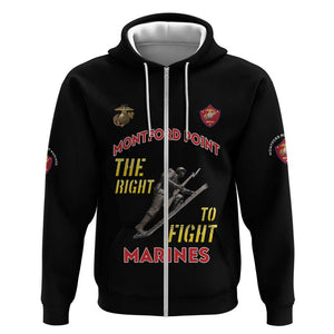 African American Heroes Zip Hoodie Montford Point Marines - Black - African Pride