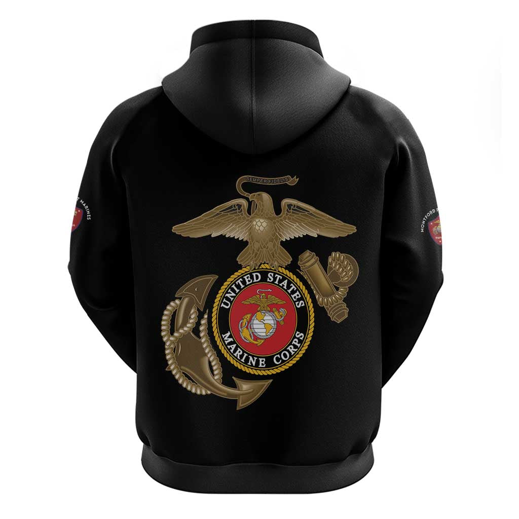 African American Heroes Zip Hoodie Montford Point Marines - Black - African Pride