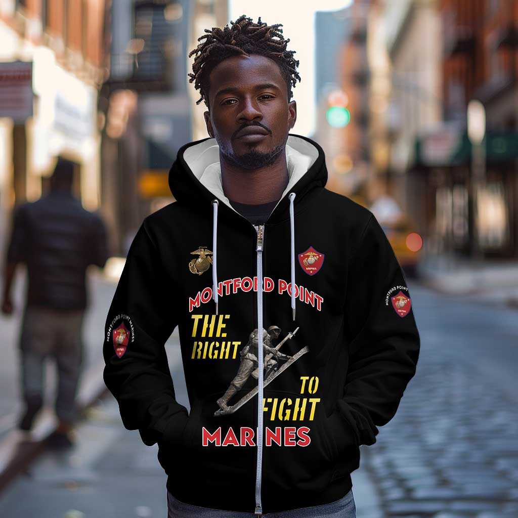 African American Heroes Zip Hoodie Montford Point Marines - Black - African Pride
