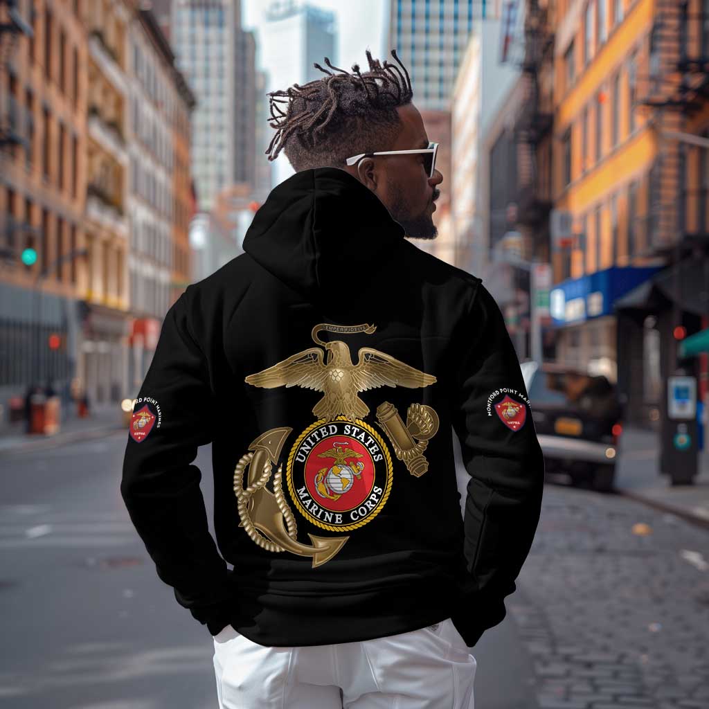 African American Heroes Zip Hoodie Montford Point Marines - Black - African Pride