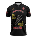 Montford Point Marines Zipper Polo Shirt The Right To Fight - Black