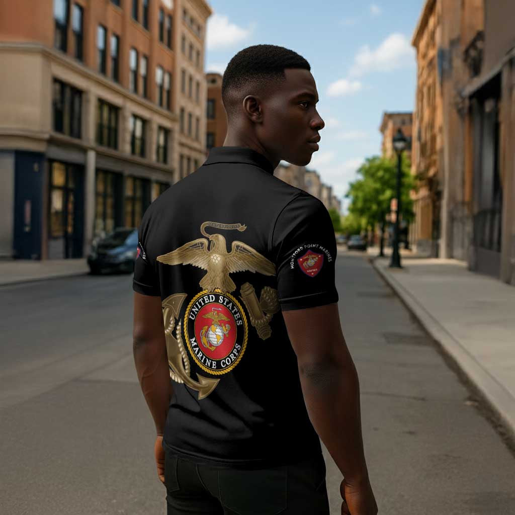 Montford Point Marines Zipper Polo Shirt The Right To Fight - Black