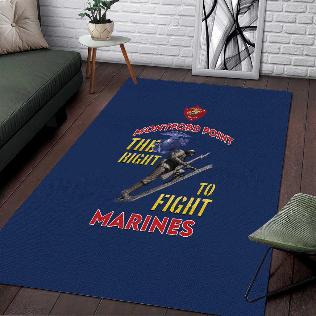 African American Heroes Area Rug Montford Point Marines - Blue - African Pride