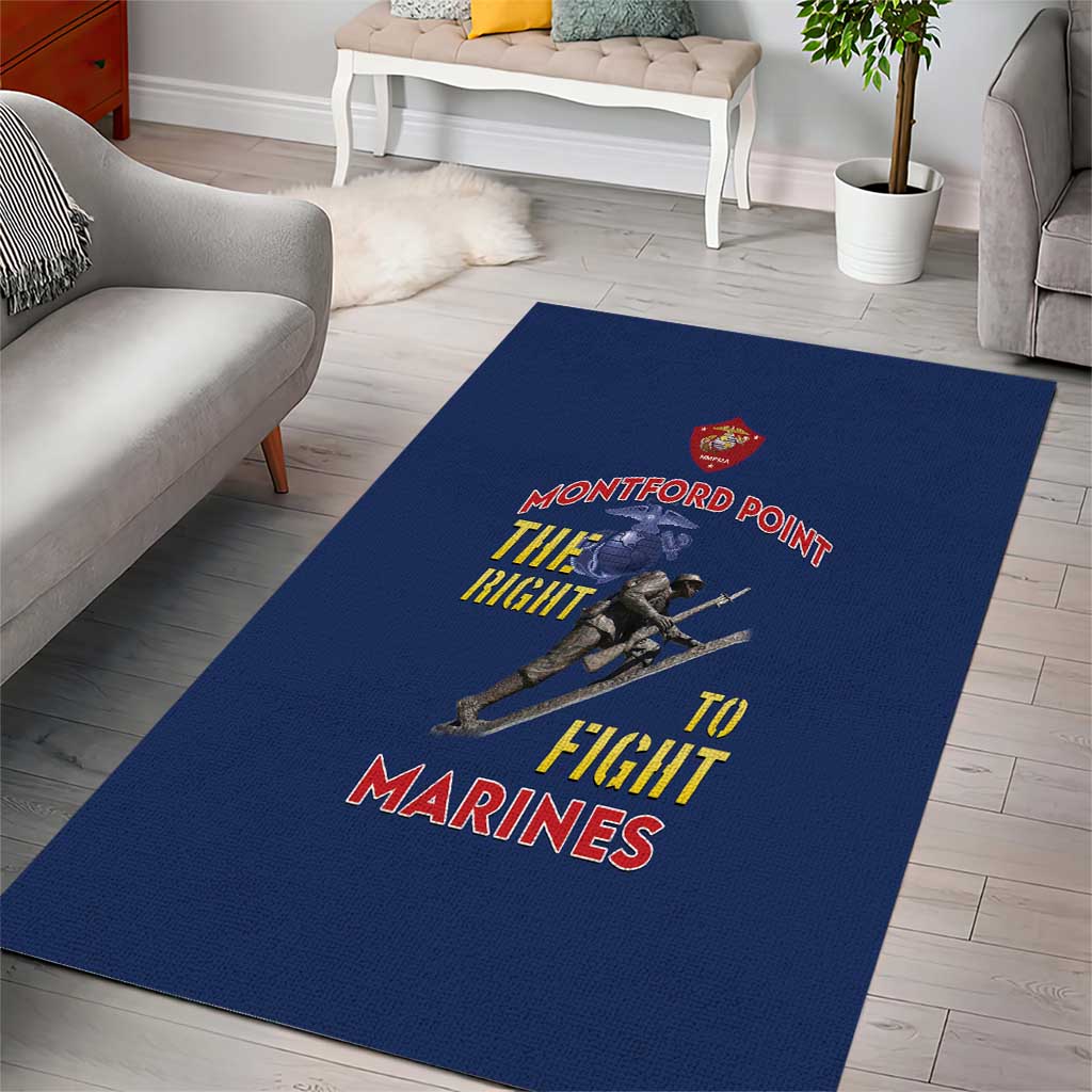 African American Heroes Area Rug Montford Point Marines - Blue - African Pride