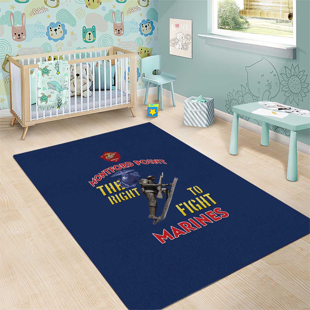 African American Heroes Area Rug Montford Point Marines - Blue - African Pride