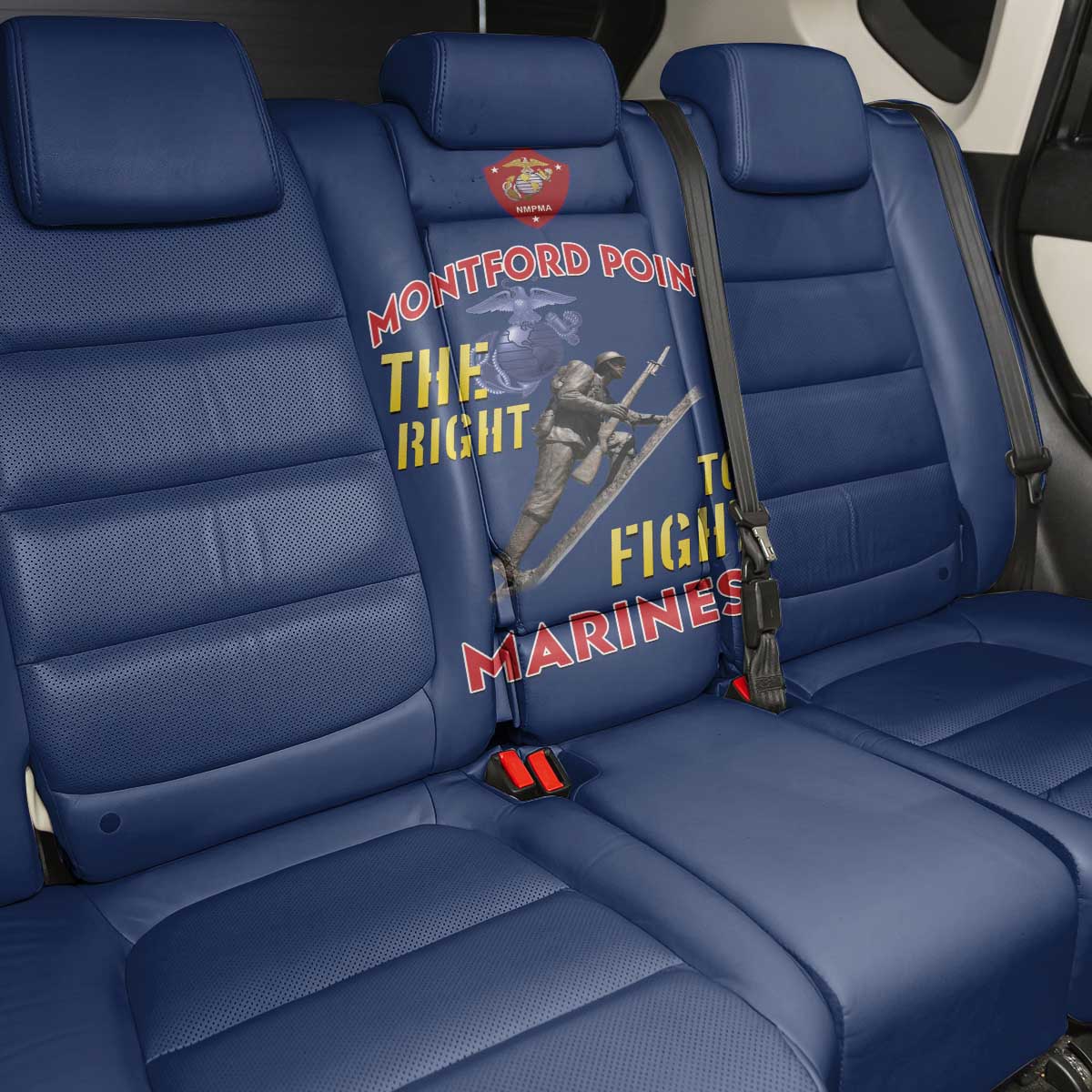 African American Heroes Back Car Seat Cover Montford Point Marines - Blue - African Pride