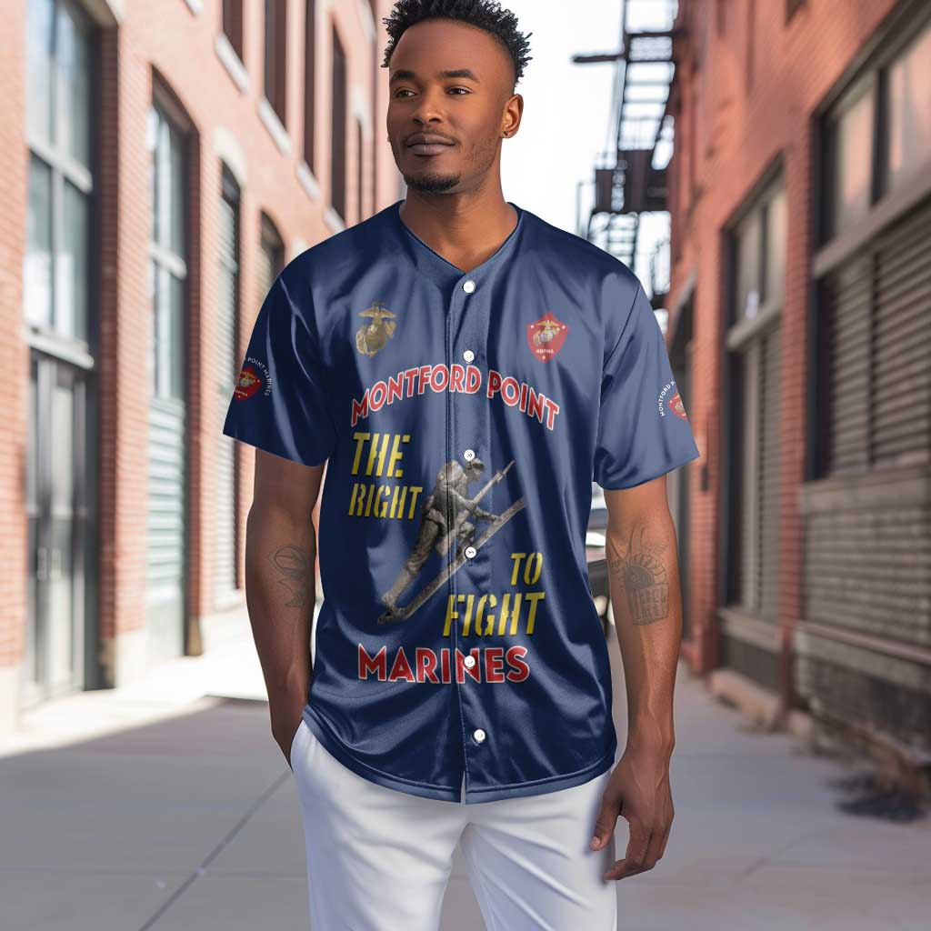 African American Heroes Baseball Jersey Montford Point Marines - Blue - African Pride