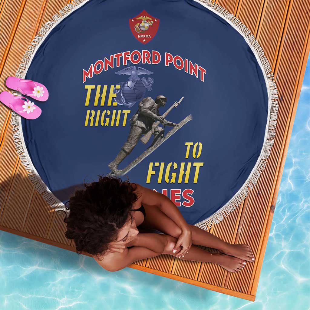 African American Heroes Beach Blanket Montford Point Marines - Blue - African Pride