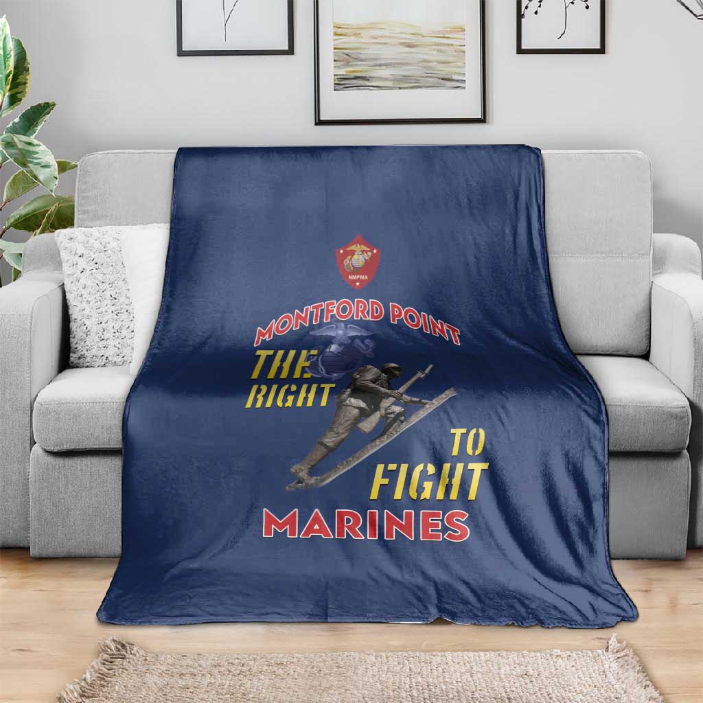 African American Heroes Blanket Montford Point Marines - Blue - African Pride