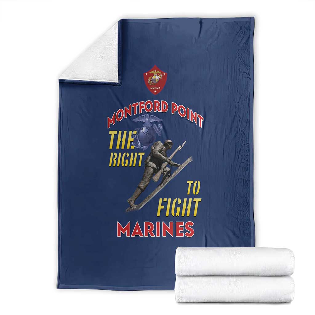 African American Heroes Blanket Montford Point Marines - Blue - African Pride