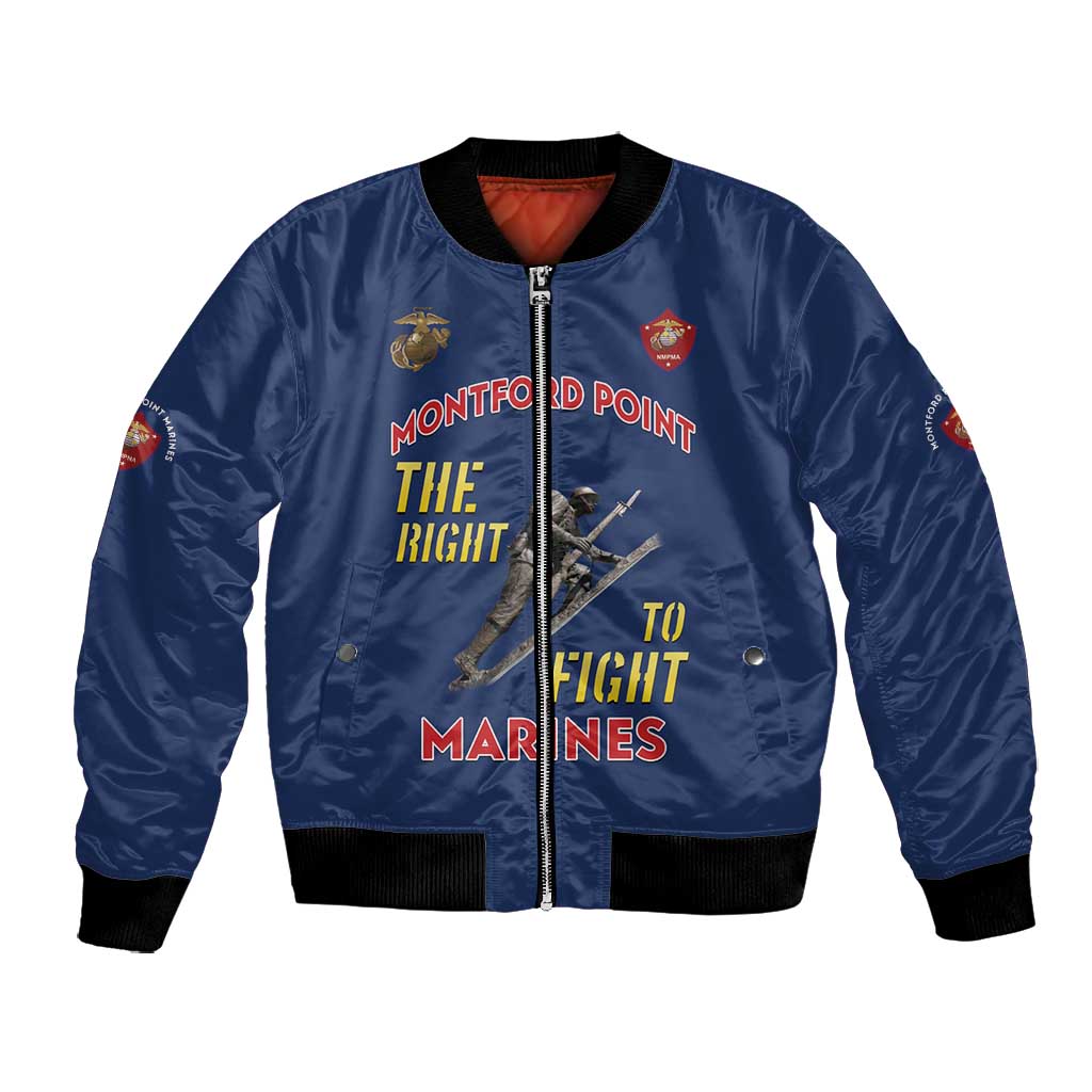 African American Heroes Bomber Jacket Montford Point Marines - Blue - African Pride