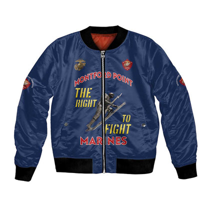 African American Heroes Bomber Jacket Montford Point Marines - Blue - African Pride