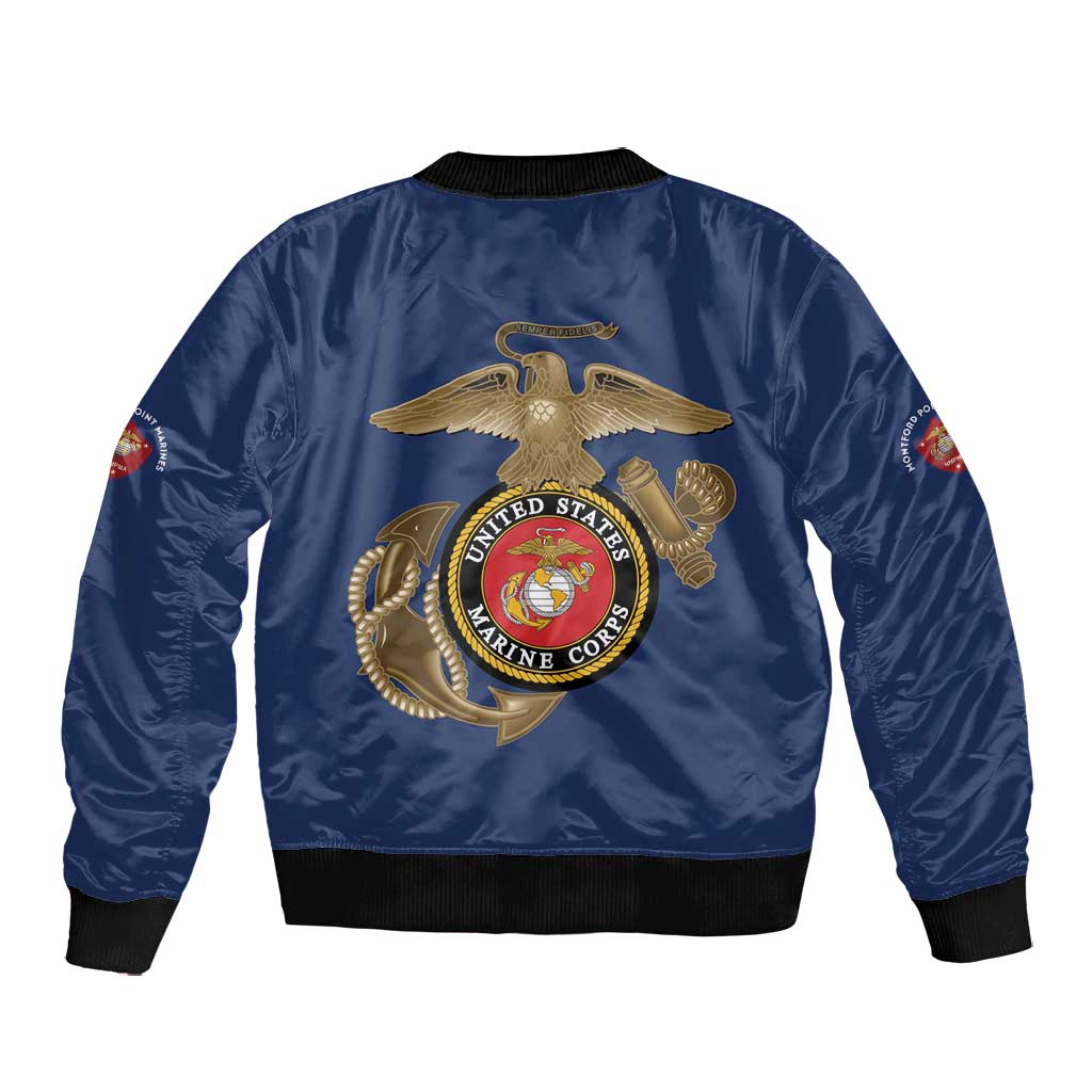African American Heroes Bomber Jacket Montford Point Marines - Blue - African Pride
