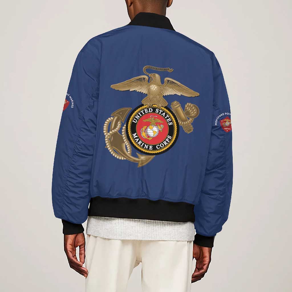 African American Heroes Bomber Jacket Montford Point Marines - Blue - African Pride