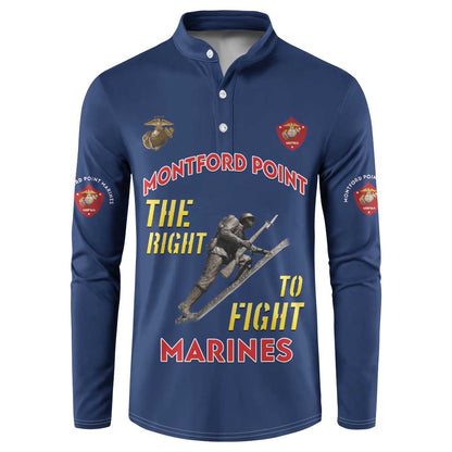 Montford Point Marines Button Sweatshirt The Right To Fight - Blue