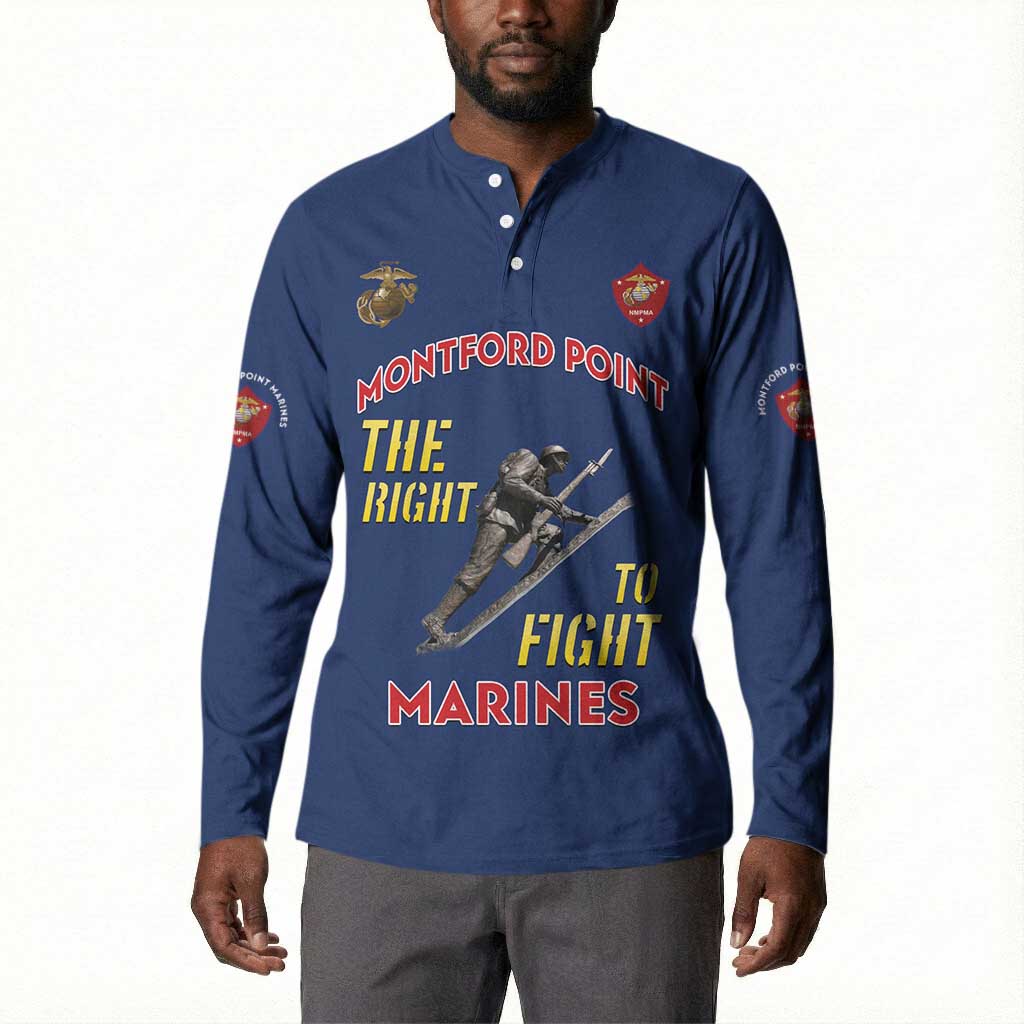 Montford Point Marines Button Sweatshirt The Right To Fight - Blue