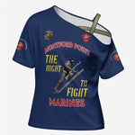 Montford Point Marines Cross Shoulder Shirt The Right To Fight - Blue
