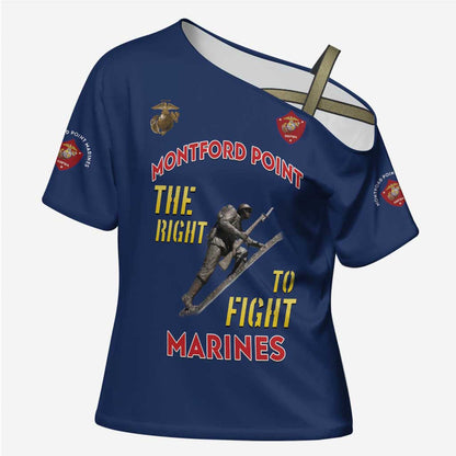 Montford Point Marines Cross Shoulder Shirt The Right To Fight - Blue