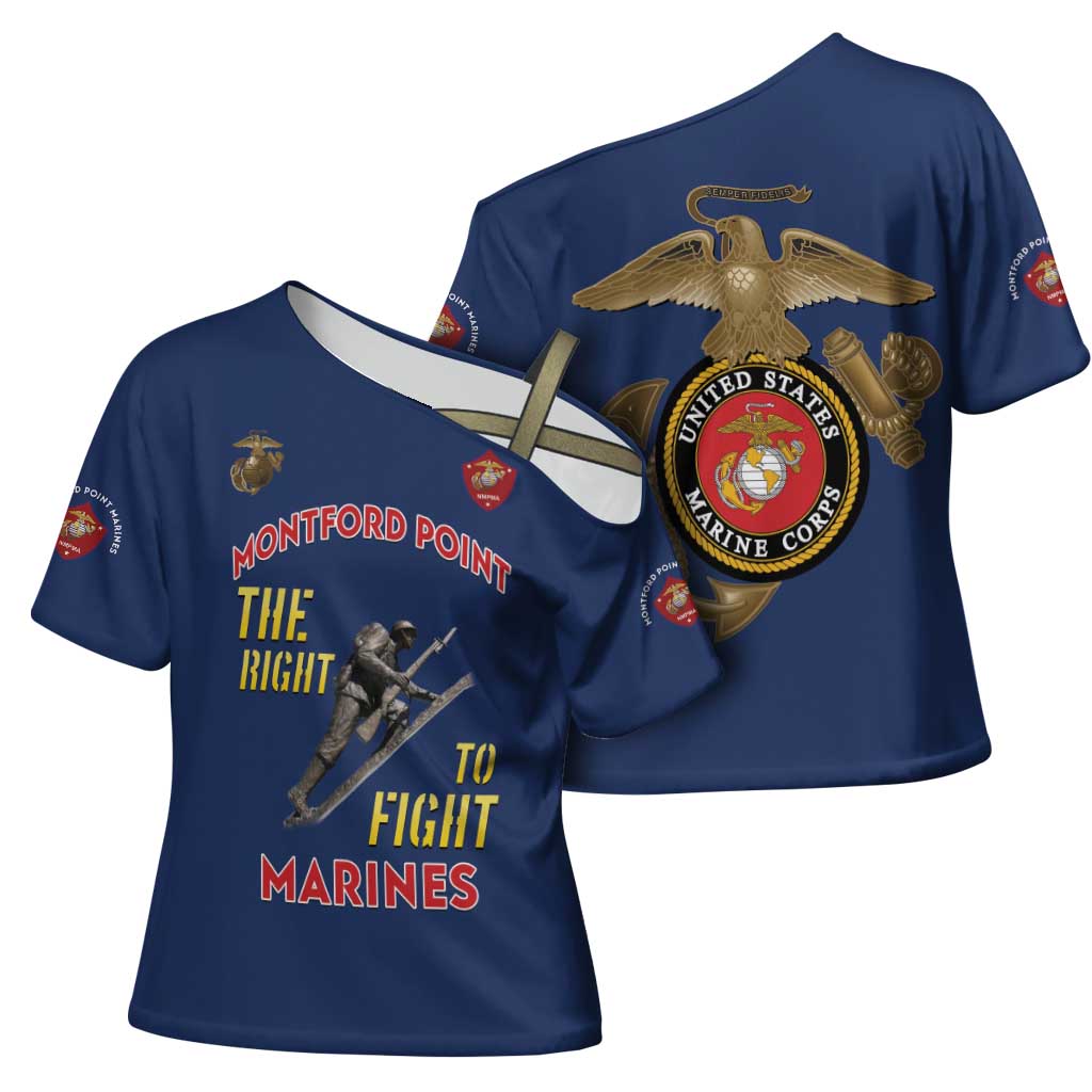 Montford Point Marines Cross Shoulder Shirt The Right To Fight - Blue