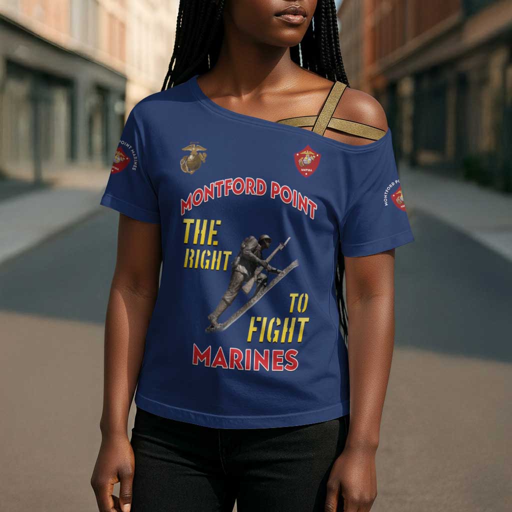 Montford Point Marines Cross Shoulder Shirt The Right To Fight - Blue