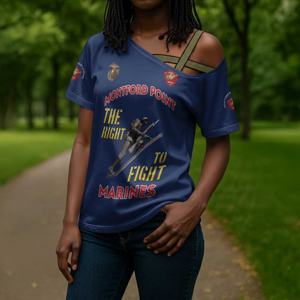 Montford Point Marines Cross Shoulder Shirt The Right To Fight - Blue