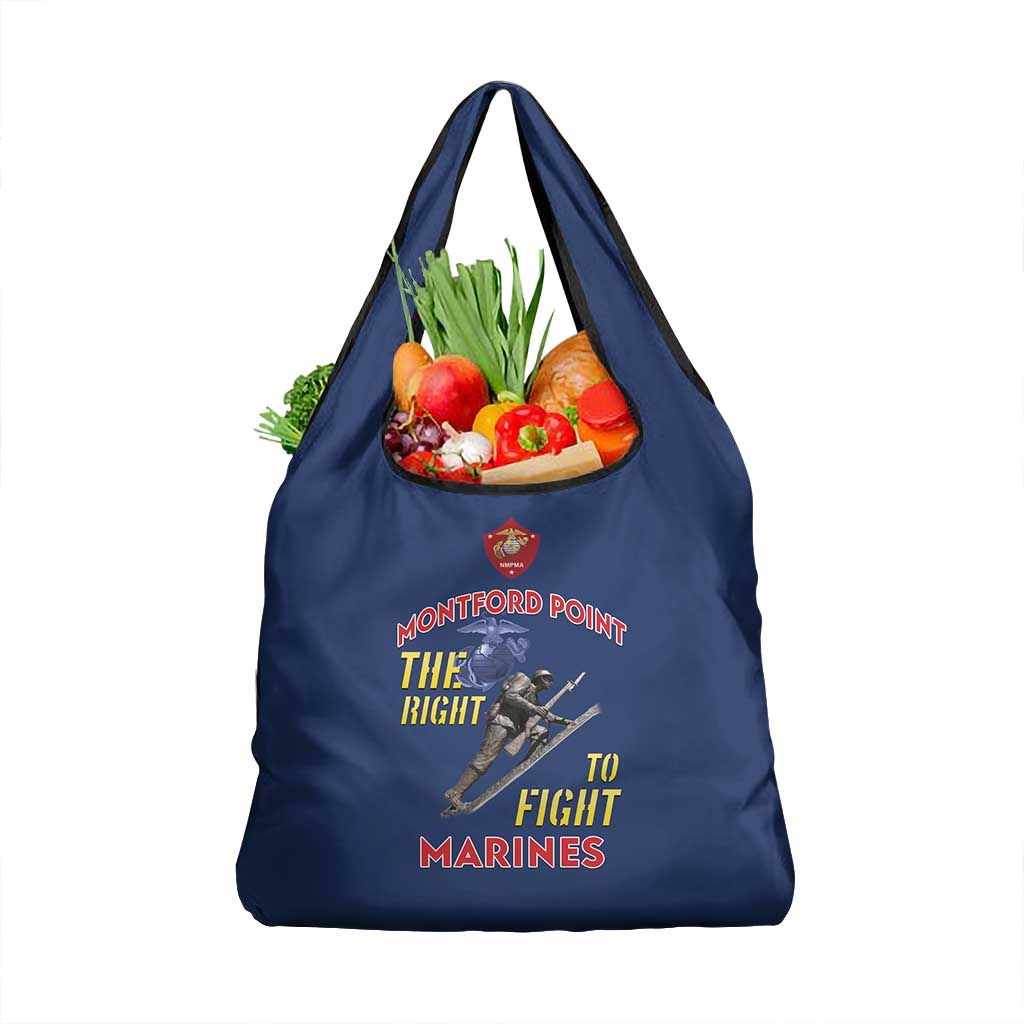 African American Heroes Grocery Bag Montford Point Marines - Blue - African Pride