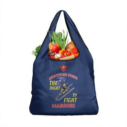 African American Heroes Grocery Bag Montford Point Marines - Blue - African Pride