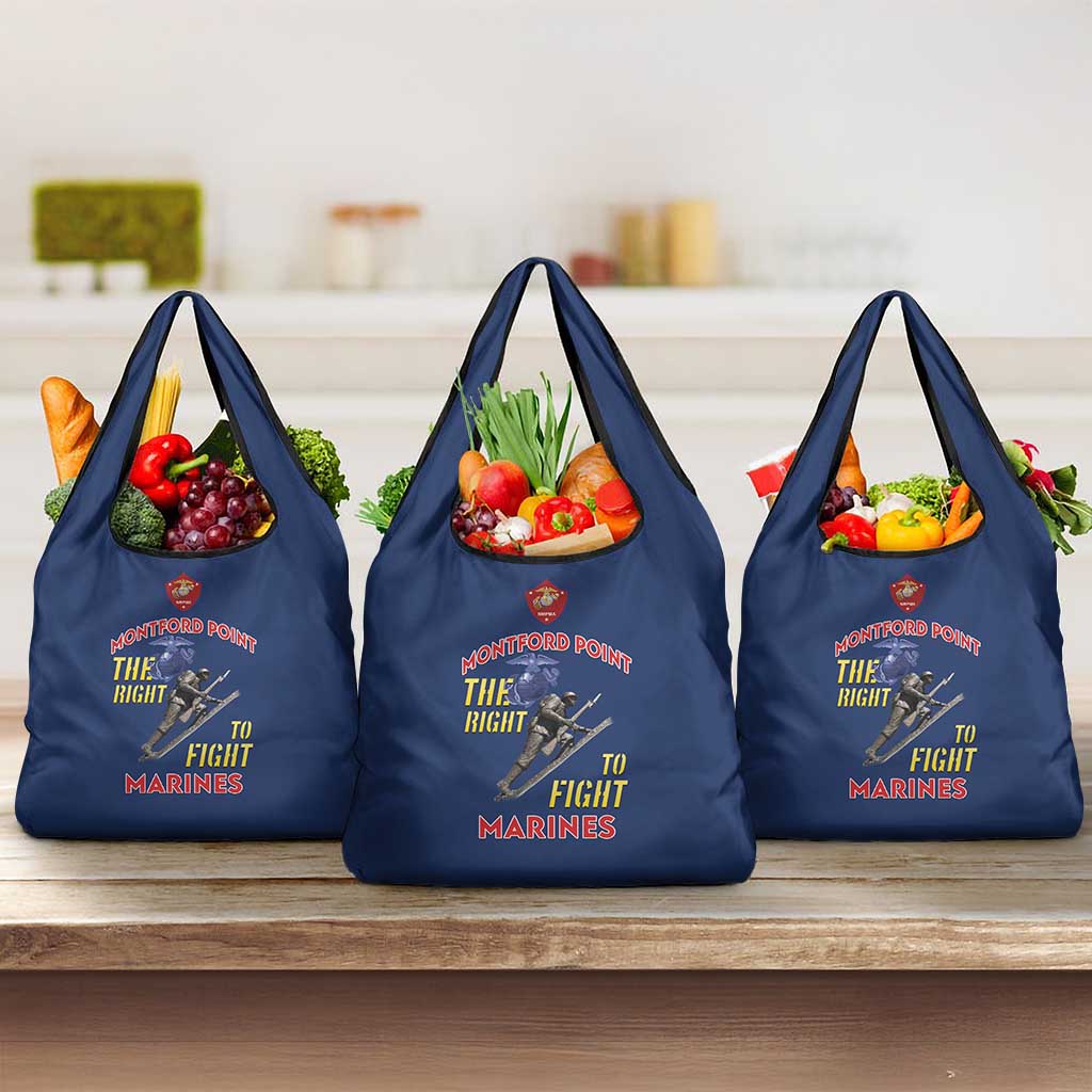 African American Heroes Grocery Bag Montford Point Marines - Blue - African Pride