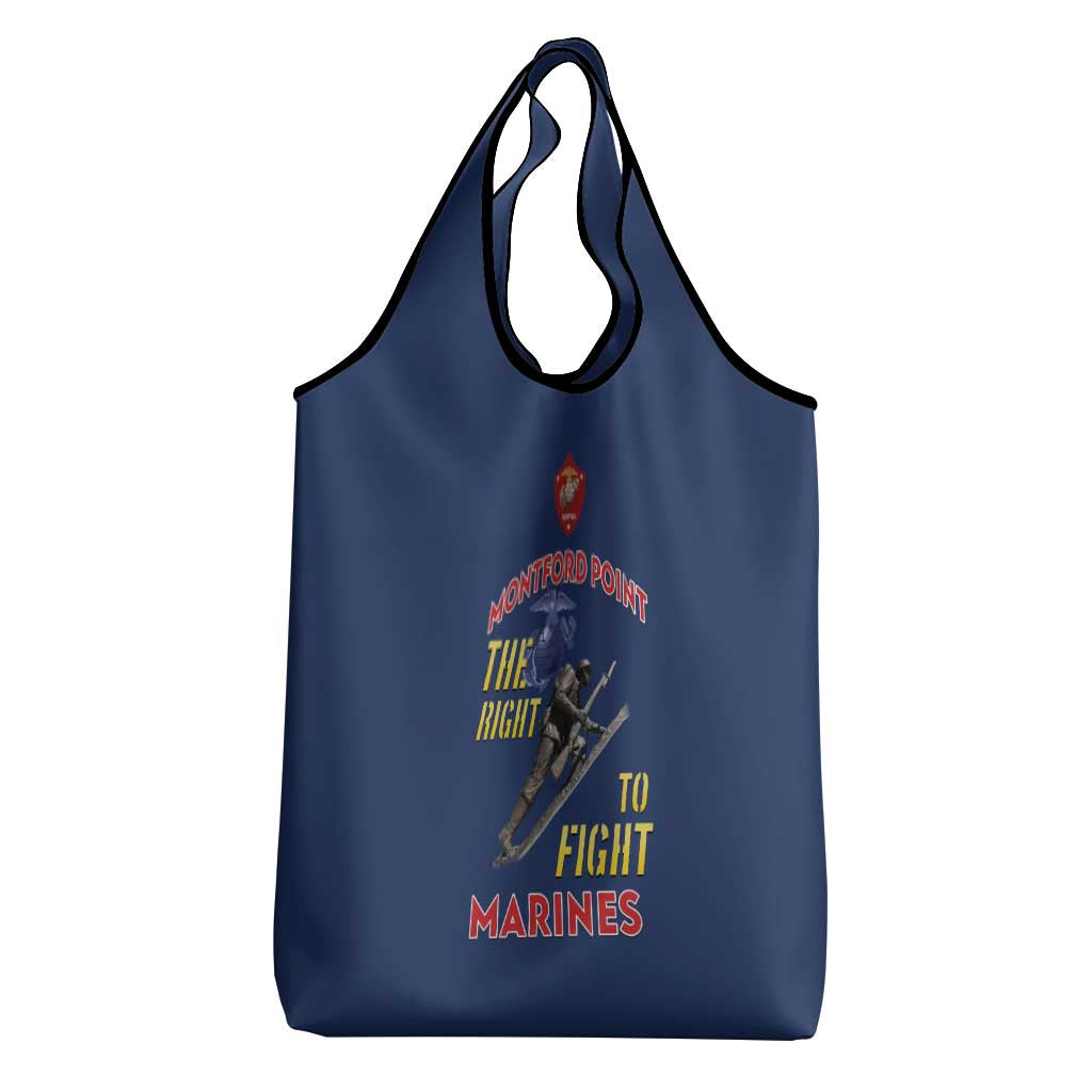 African American Heroes Grocery Bag Montford Point Marines - Blue - African Pride