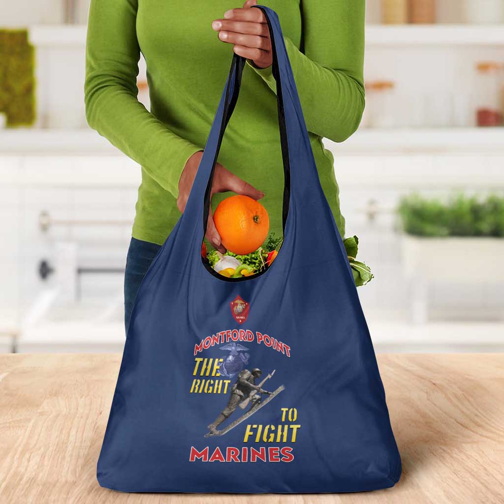 African American Heroes Grocery Bag Montford Point Marines - Blue - African Pride