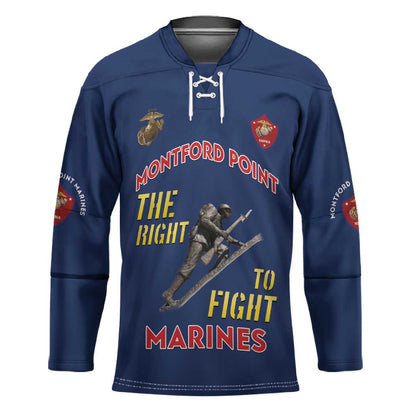 Montford Point Marines Hockey Jersey The Right To Fight - Blue
