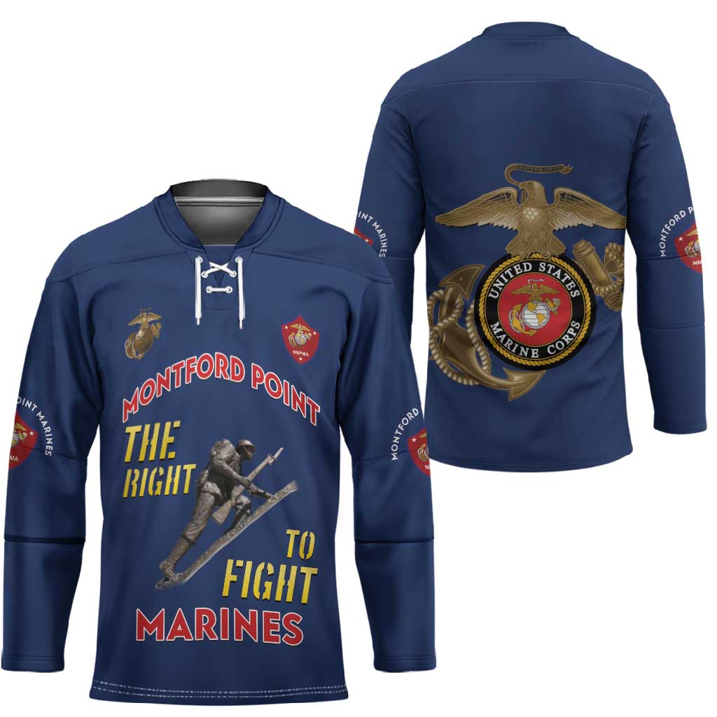 Montford Point Marines Hockey Jersey The Right To Fight - Blue