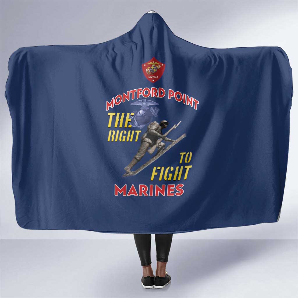 African American Heroes Hooded Blanket Montford Point Marines - Blue - African Pride