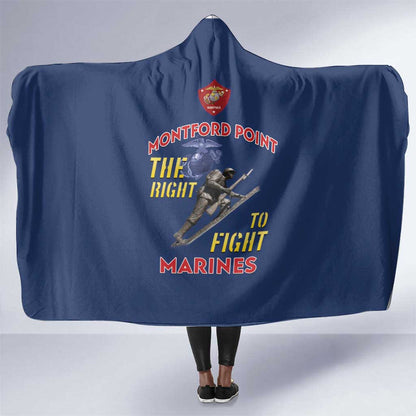 African American Heroes Hooded Blanket Montford Point Marines - Blue - African Pride