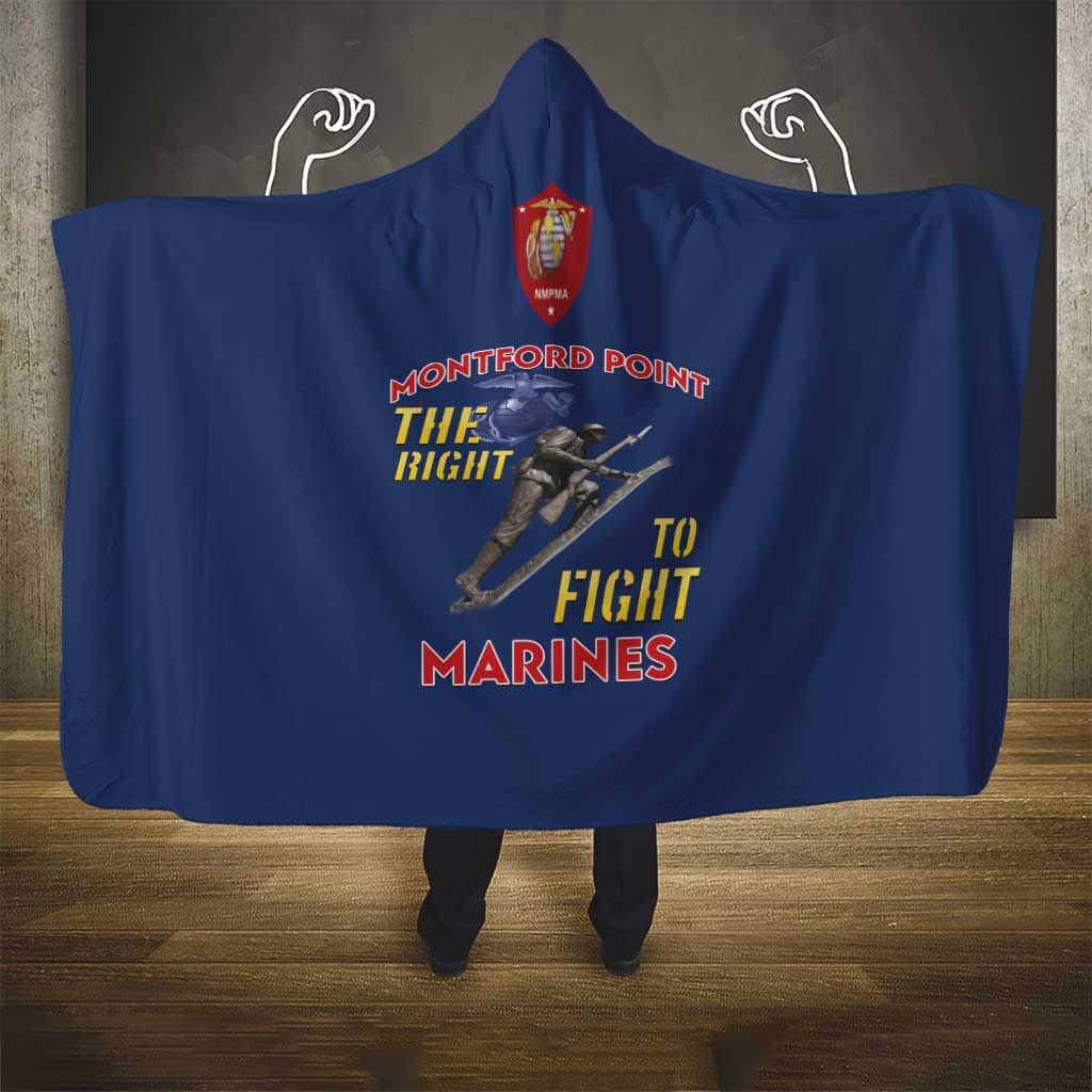 African American Heroes Hooded Blanket Montford Point Marines - Blue - African Pride