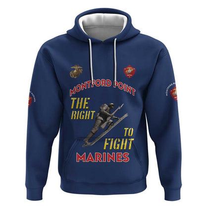 African American Heroes Hoodie Montford Point Marines - Blue - African Pride
