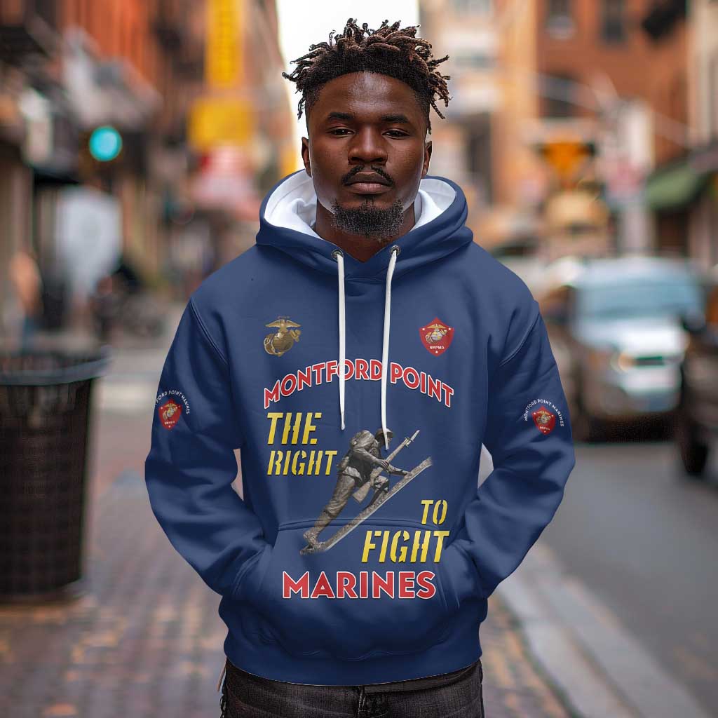 African American Heroes Hoodie Montford Point Marines - Blue - African Pride