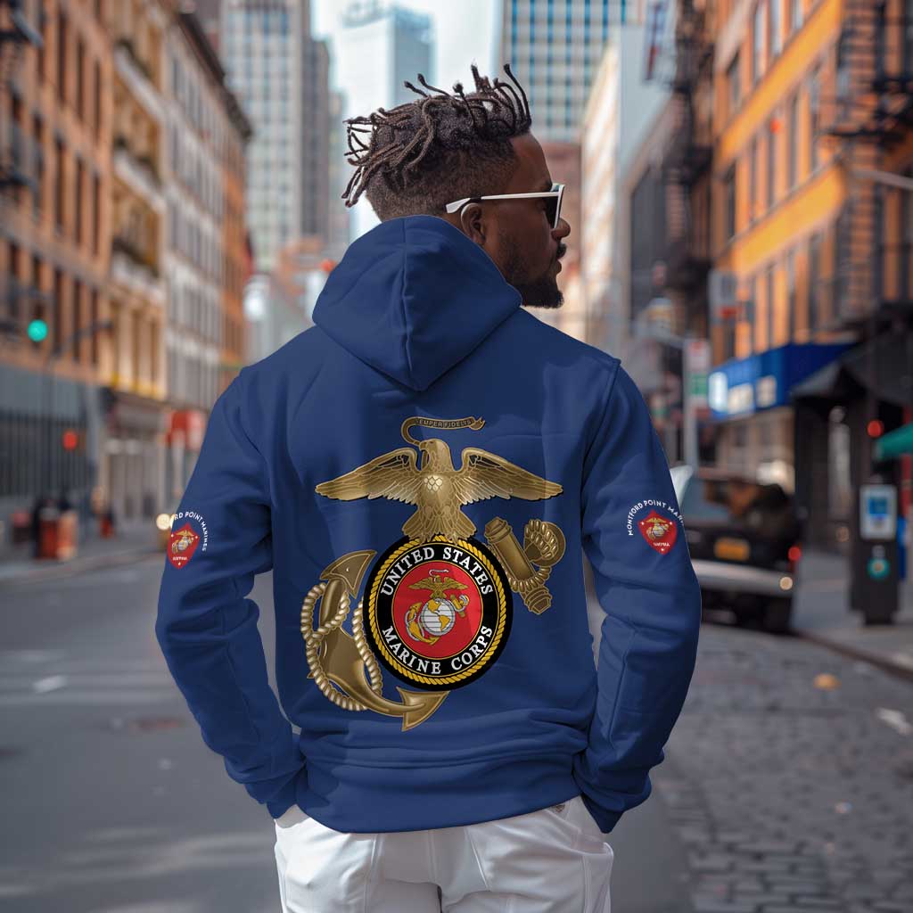African American Heroes Hoodie Montford Point Marines - Blue - African Pride