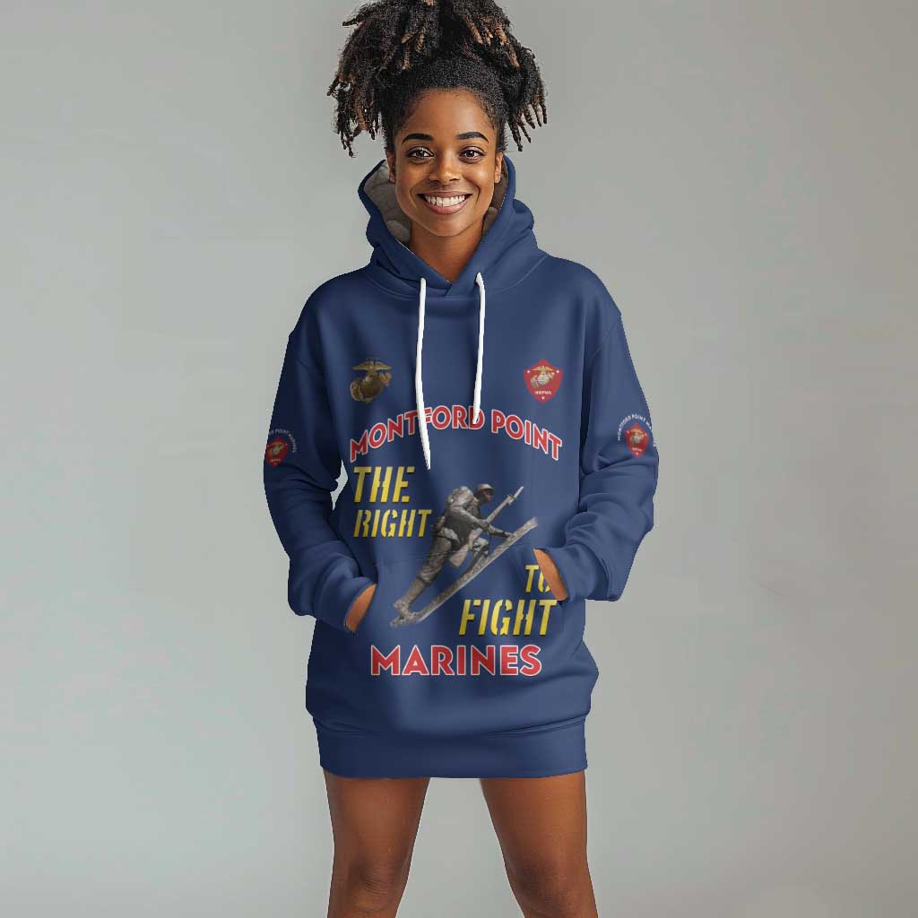 African American Heroes Hoodie Dress Montford Point Marines - Blue - African Pride