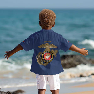 African American Heroes Kid Hawaiian Shirt Montford Point Marines - Blue - African Pride