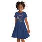 African American Heroes Kid Short Sleeve Dress Montford Point Marines - Blue - African Pride