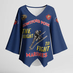 Montford Point Marines Kimono Sleeve Blouse The Right To Fight - Blue